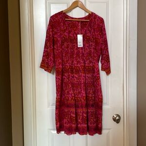 Lola Australia sz M pink orange floral boho midi dress Nirvana dress paisley